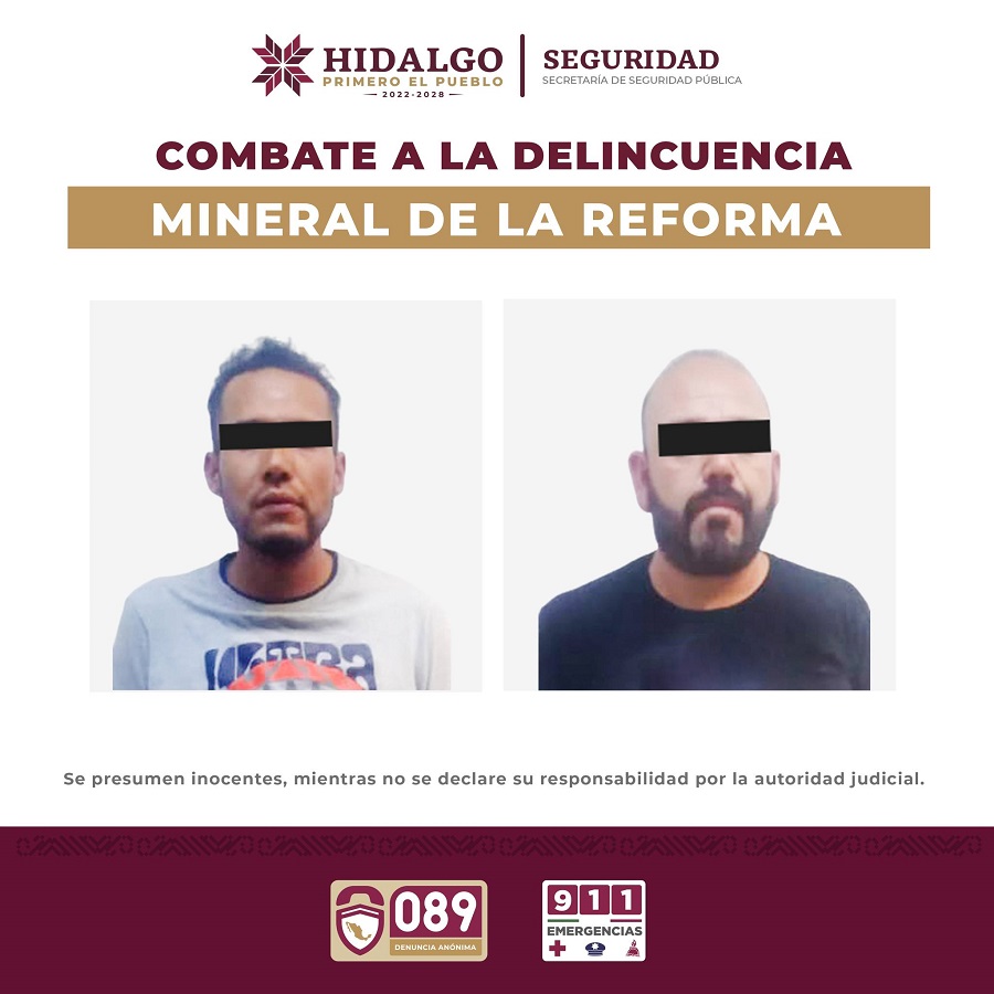 Dos Sujetos Asaltaron Negocio en Mineral de la Reforma, Fueron Asegurados en Tizayuca por Agentes de la SSPH