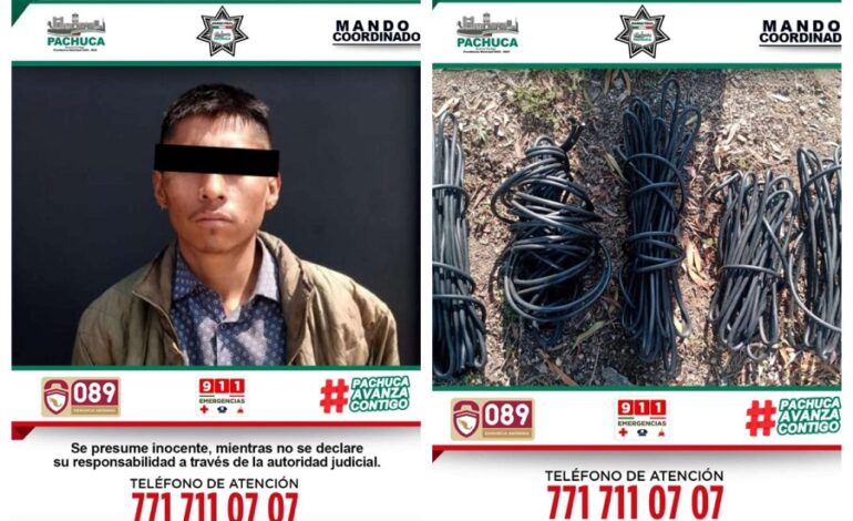 Detenido a por Robo de Cable Policía de Pachuca