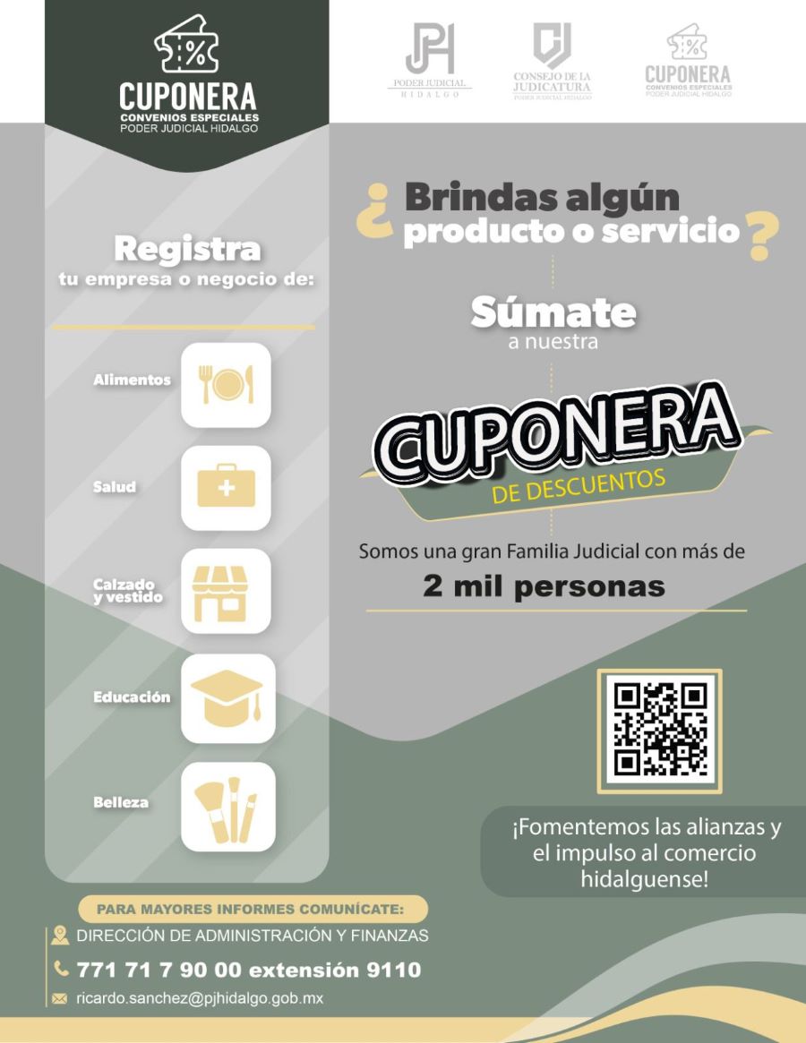 Invita Poder Judicial a Sumarse a “Cuponera de Descuentos del Poder Judicial”