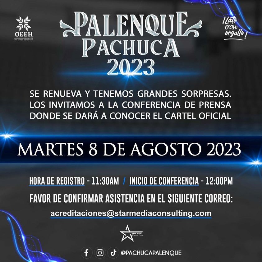 El 8 de Agosto se Presentará la Cartelera del Teatro de Pueblo y el Palenque de la Feria San Francisco Pachuca 2023