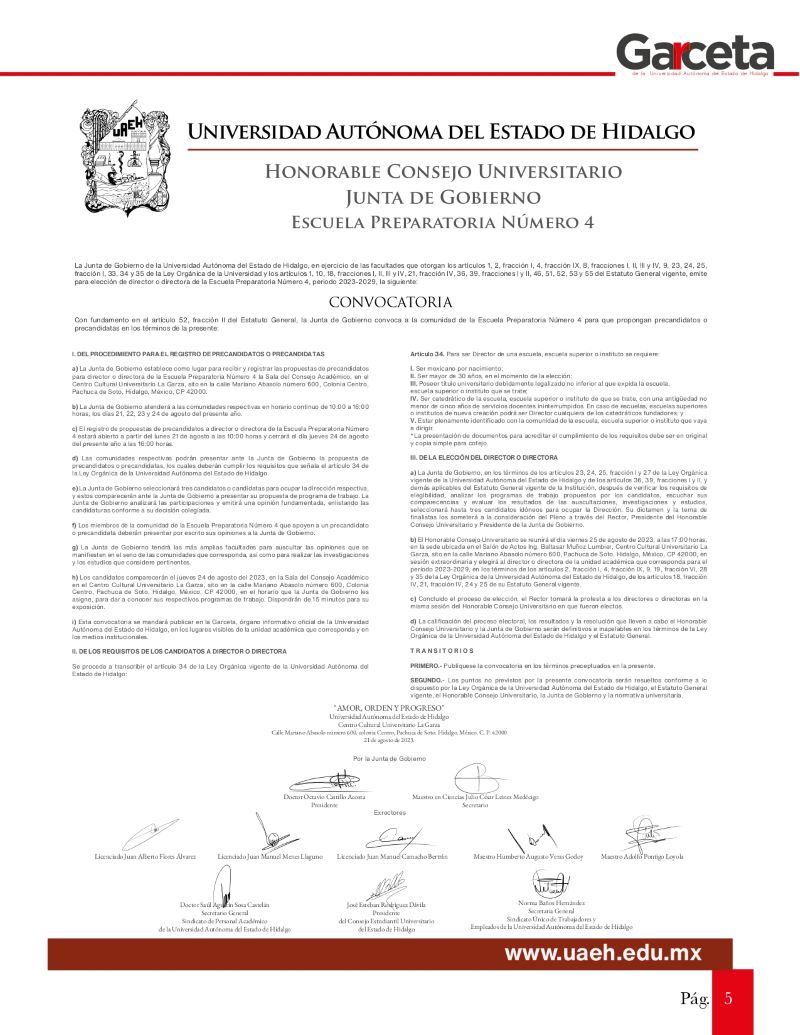 Emite UAEH Convocatoria Para Dirigir IDA, Preparatoria 4 y Superior de Huejutla