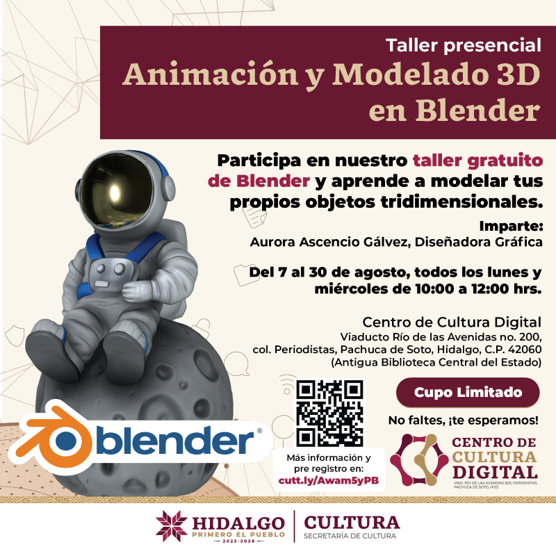 Impartirán taller gratuito de “Animación y modelado 3D en Blender”