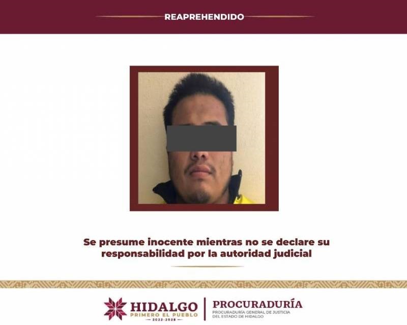 PGJEH Rehaprende  a Sujeto que se Fugo del CERESO  de Pachuca en 2021