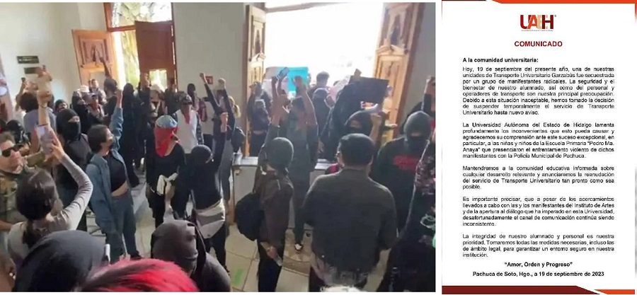 La Manifestación del IA no fue Pacífica, los Estudiantes Acudieron con Palos y Tubos: UAEH