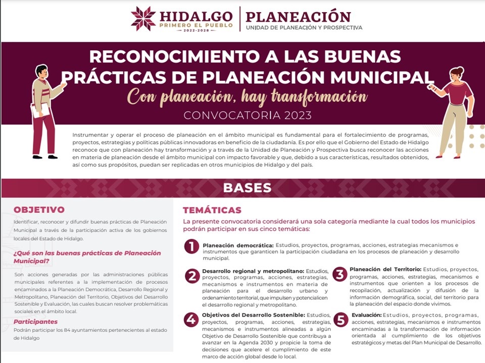 Gobierno del Estado Lanza Convocatoria al “Reconocimiento a las Buenas Prácticas de Planeación Municipal”
