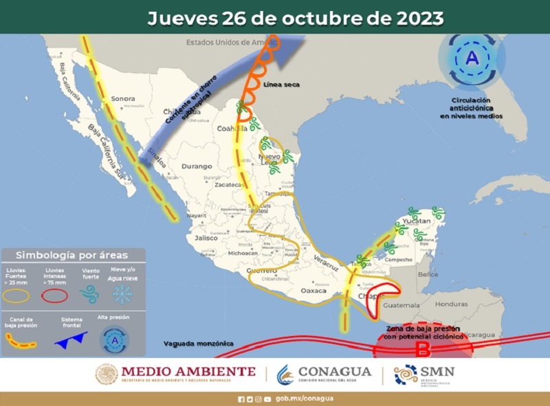 Servicio Meteorológico Nacional Pronostica Lluvias en Hidalgo a Consecuencia del Huracán Otis