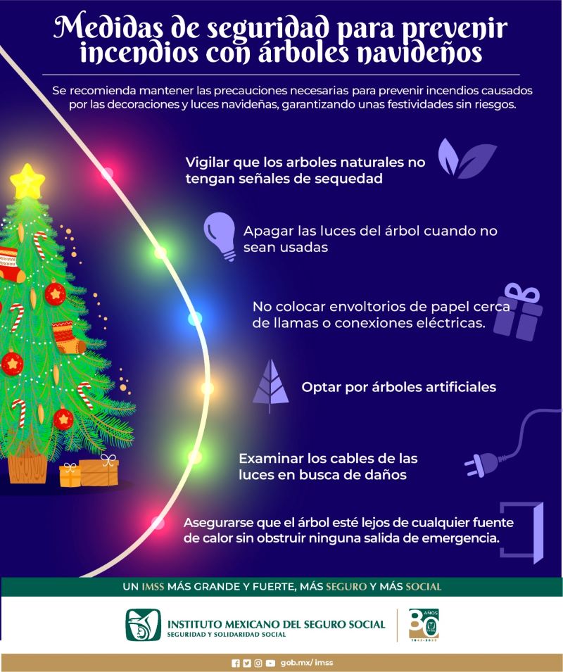 Aconseja IMSS Hidalgo Mantener Medidas de Seguridad Para Prevenir Incendios Con Árboles Navideños