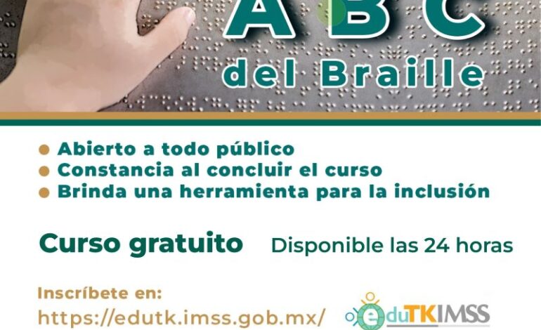 Ofrece IMSS Hidalgo Curso de Braille en Plataforma EduTKIMSS