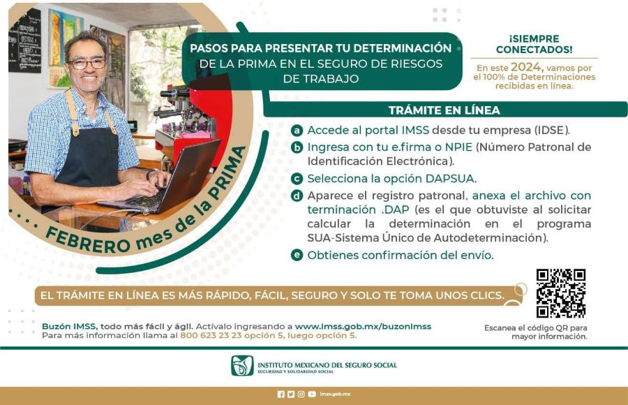 Invita IMSS Hidalgo a Sector Patronal a Realizar la Determinación de la Prima del Seguro de Riesgos 2024
