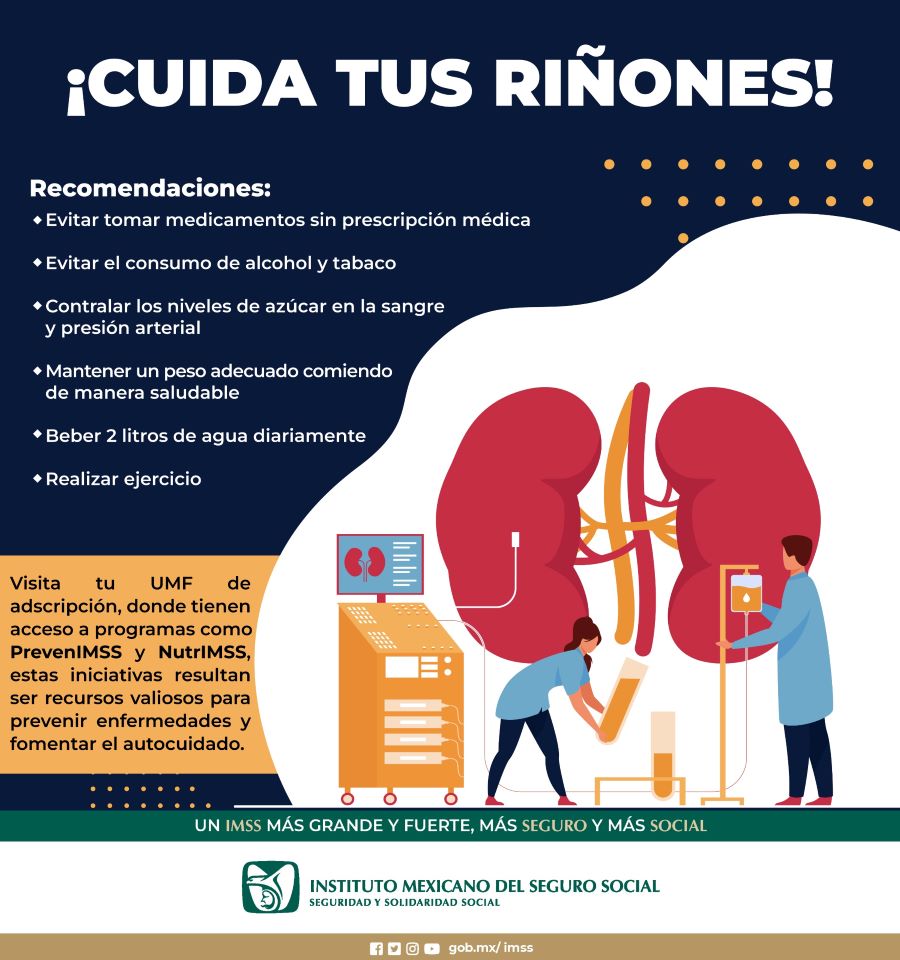 Destaca IMSS Hidalgo Importancia de Cuidar y Prevenir Enfermedades en Riñones