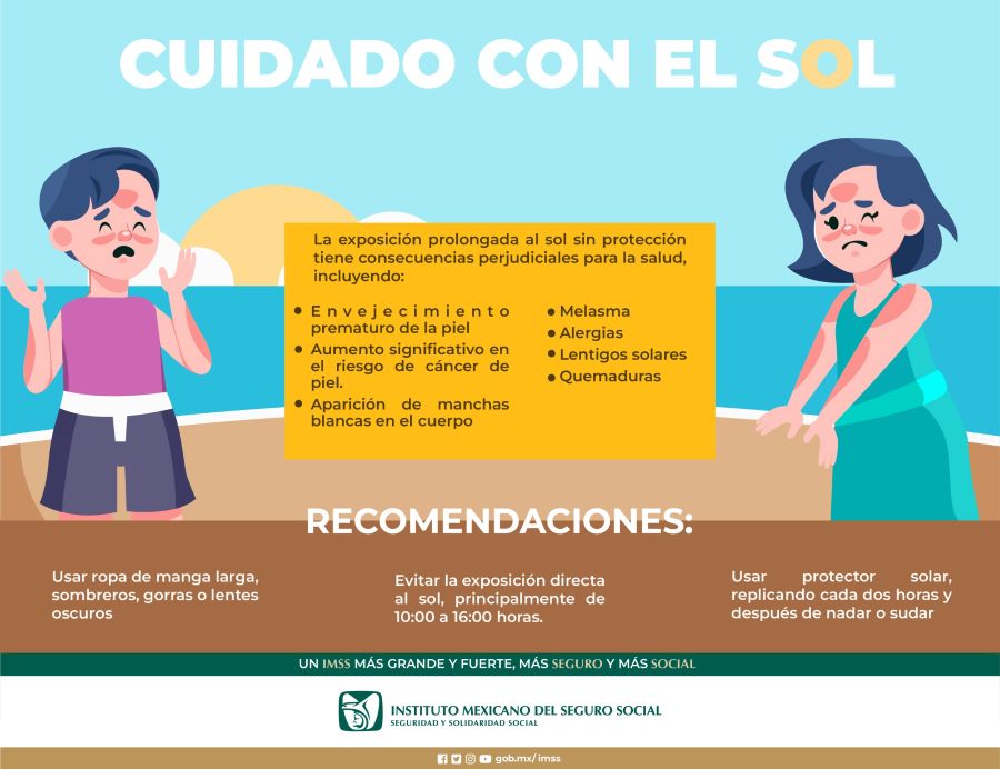 Emite IMSS Hidalgo Recomendación Para Evitar Daños en la Piel Por Exposición Prolongada al Sol