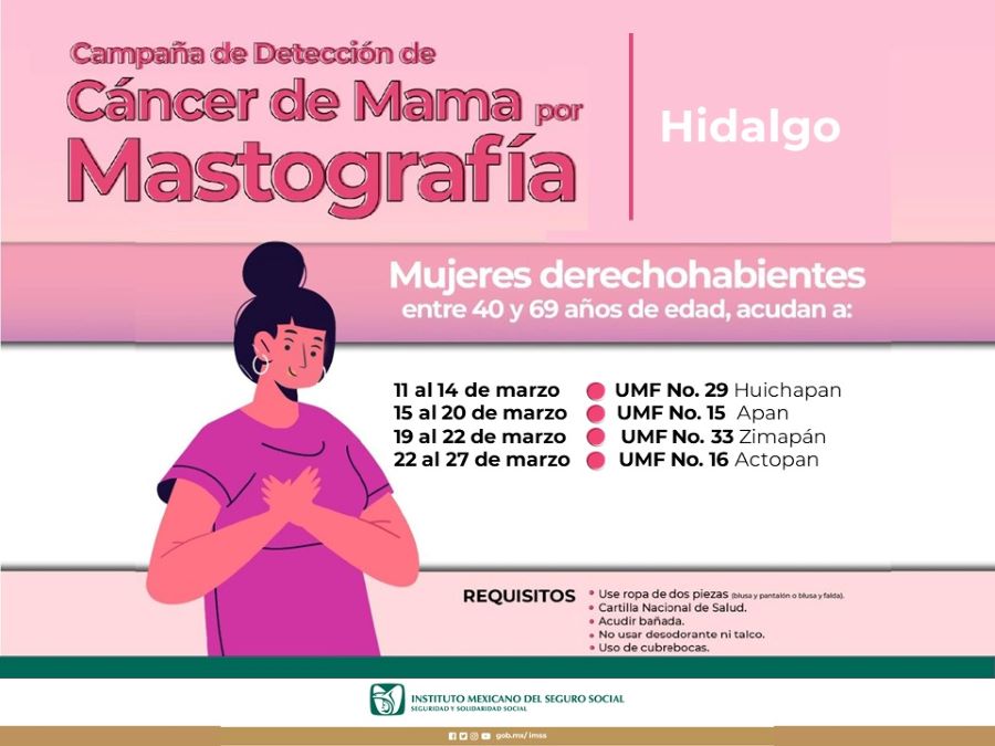 Realiza IMSS Hidalgo Jornadas de Mastografías en Unidades Móviles durante el mes de Marzo
