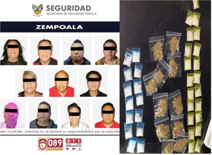 Agentes intervienen centros nocturnos de Zempoala por narcomenudeo; detienen a 11