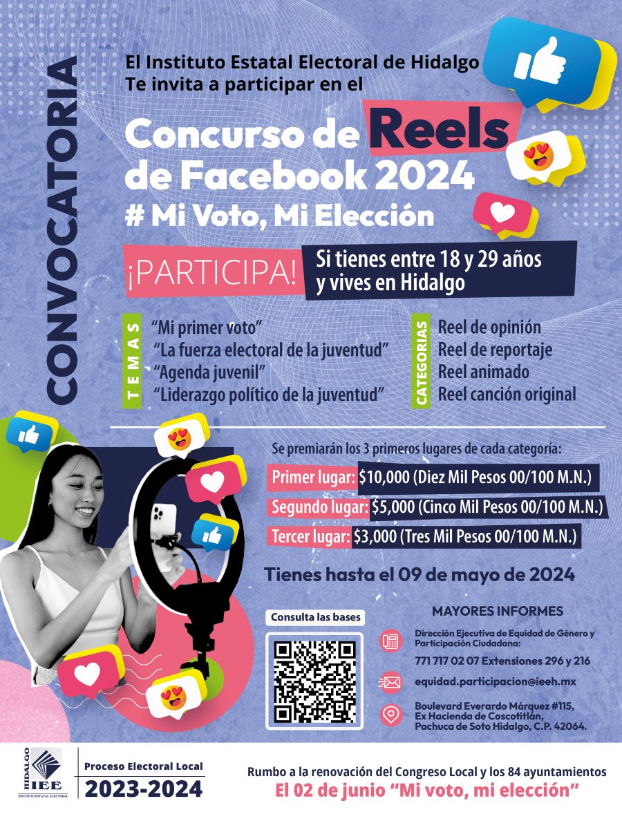 IEEH Invita a Participar en Concurso de Reels “Mi Voto, Mi Elección”
