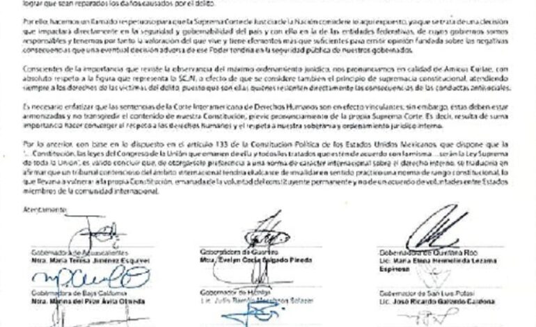 Julio Menchaca y Gobernadores Exigen a la SCJN Mantener la Prisión Preventiva Oficiosa