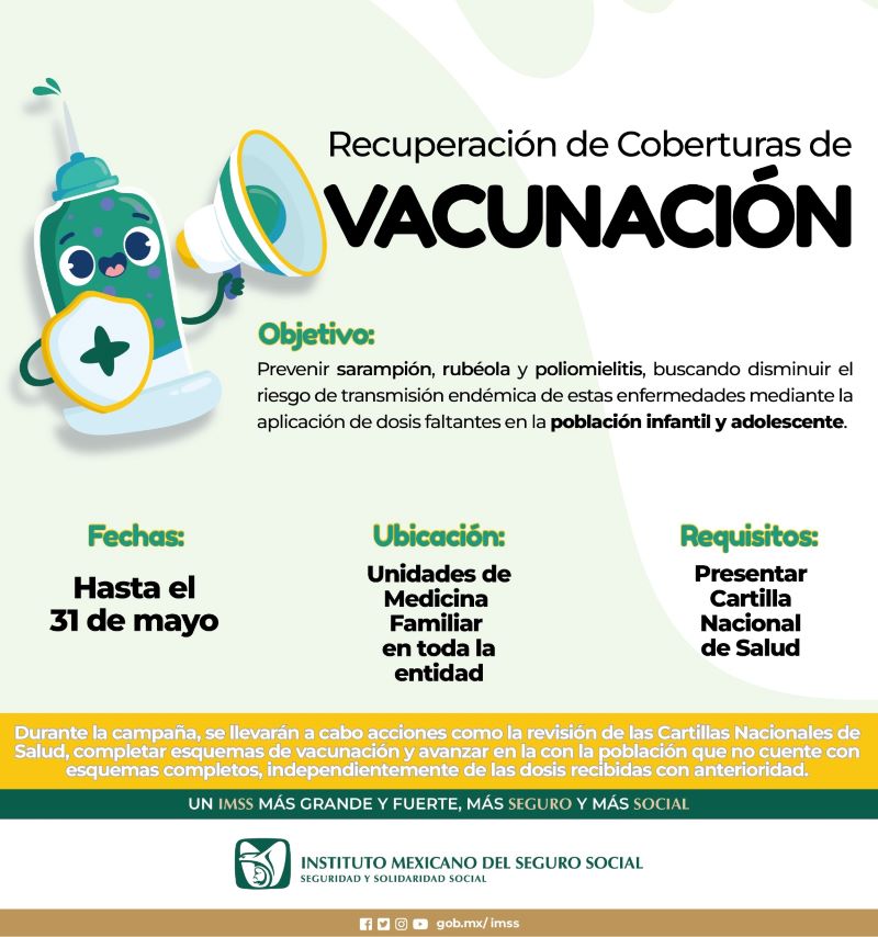 Lanza IMSS Hidalgo Campaña De Recuperación De Coberturas De Vacunación