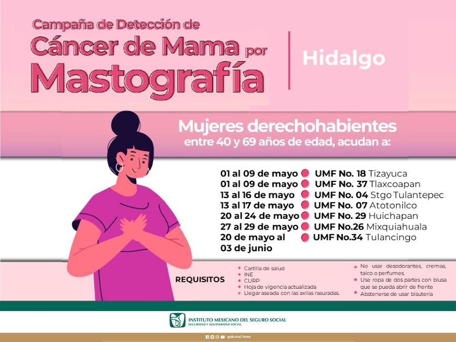 Realiza IMSS Hidalgo Jornadas de Mastografías en Unidades Móviles en mes de mayo