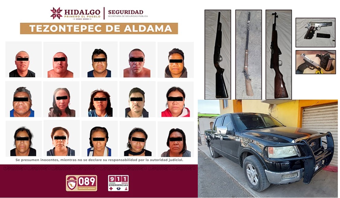 Detiene SSPH a 15 Personas Durante Operativo Simultáneo, en Tezontepec de Aldama