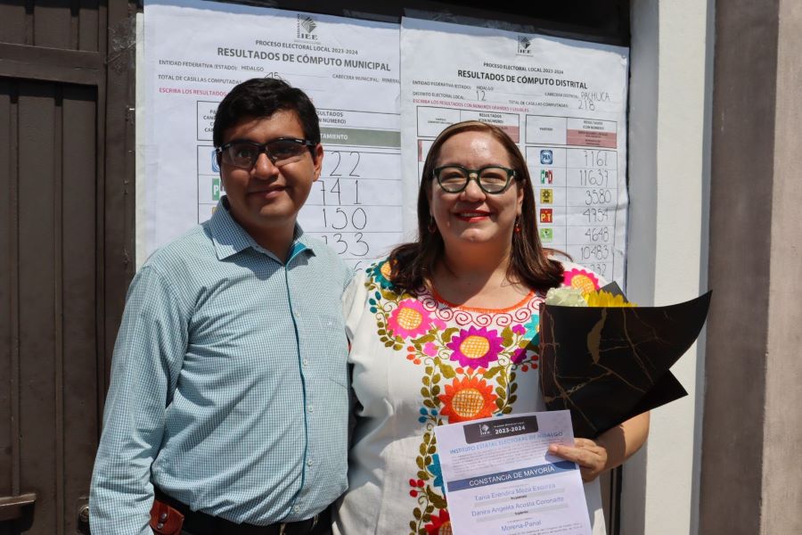 Tania Meza Escorza recibió por parte del Instituto Estatal Electoral de Hidalgo constancia de mayoría