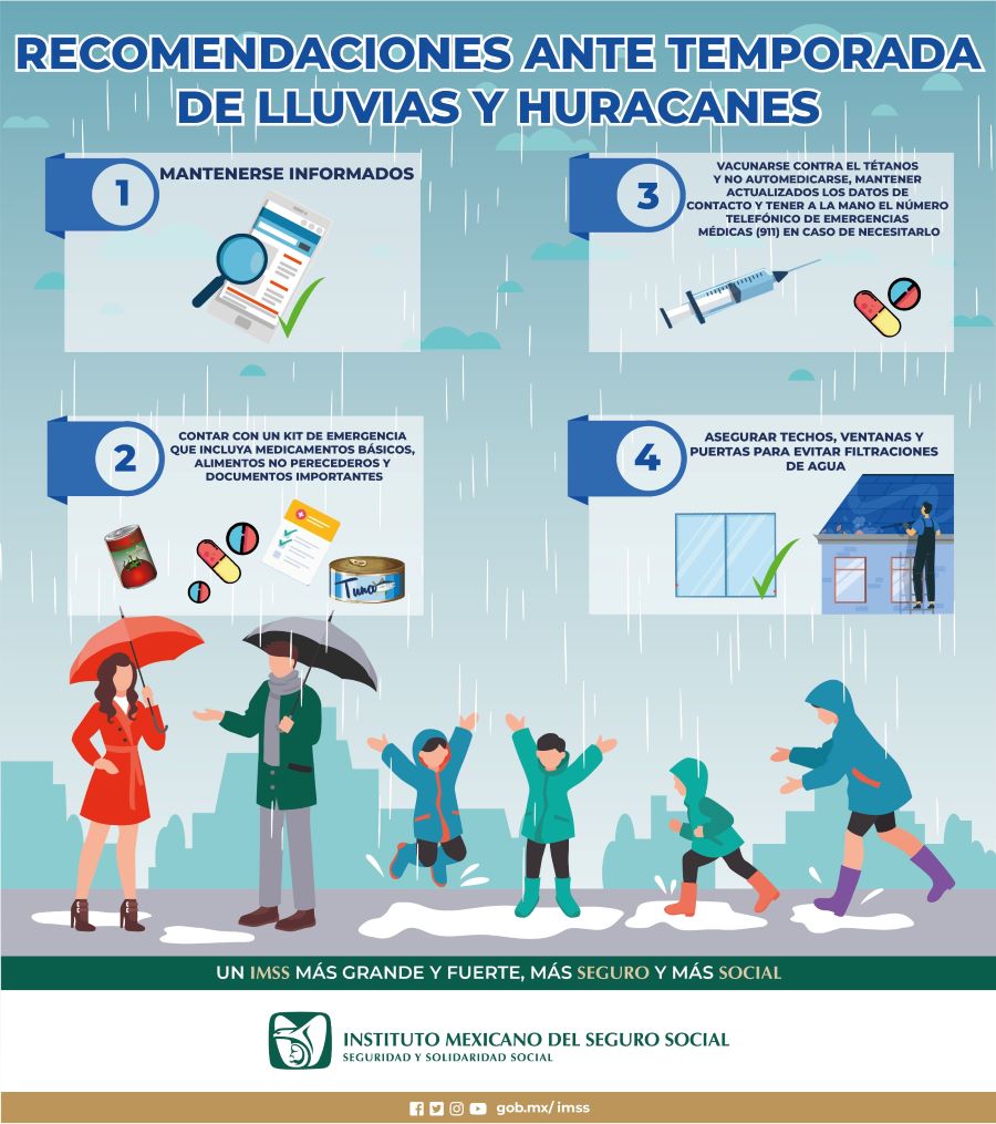 Emite IMSS Hidalgo Recomendaciones Ante Temporada de Lluvias y Huracanes