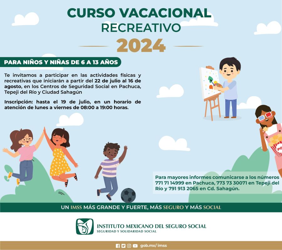 Invita IMSS Hidalgo a Niñas y Niños a Participar en El Curso Vacacional Recreativo 2024