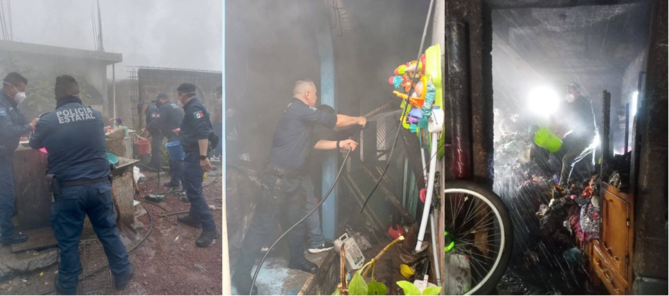 Policía Estatal Brinda Auxilio Para Sofocar Incendio