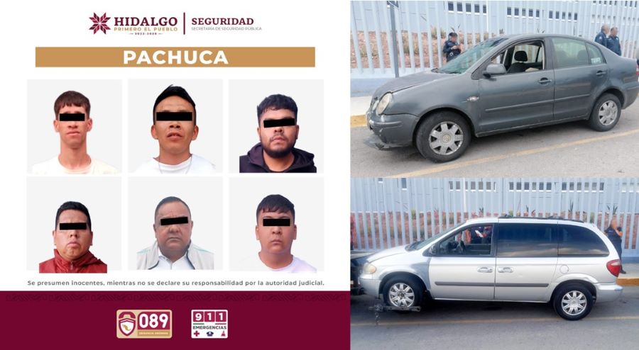 Por Robo y Asalto, SSPH Detiene a Seis Personas en Pachuca