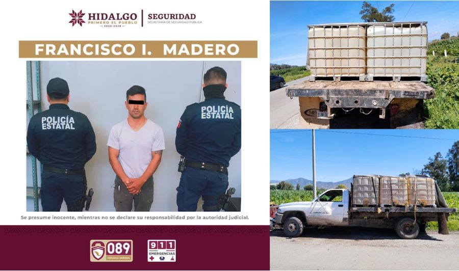Asegura Policía Estatal 6 Mil Litros de Hidrocarburo y Detiene a Una Persona