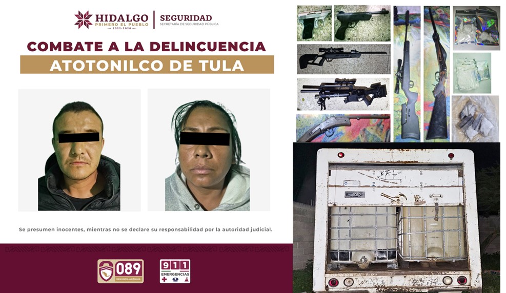 SSPH Realiza Decomisos de Drogas, Armas y Vehículos en Atotonilco de Tula y Tetepango