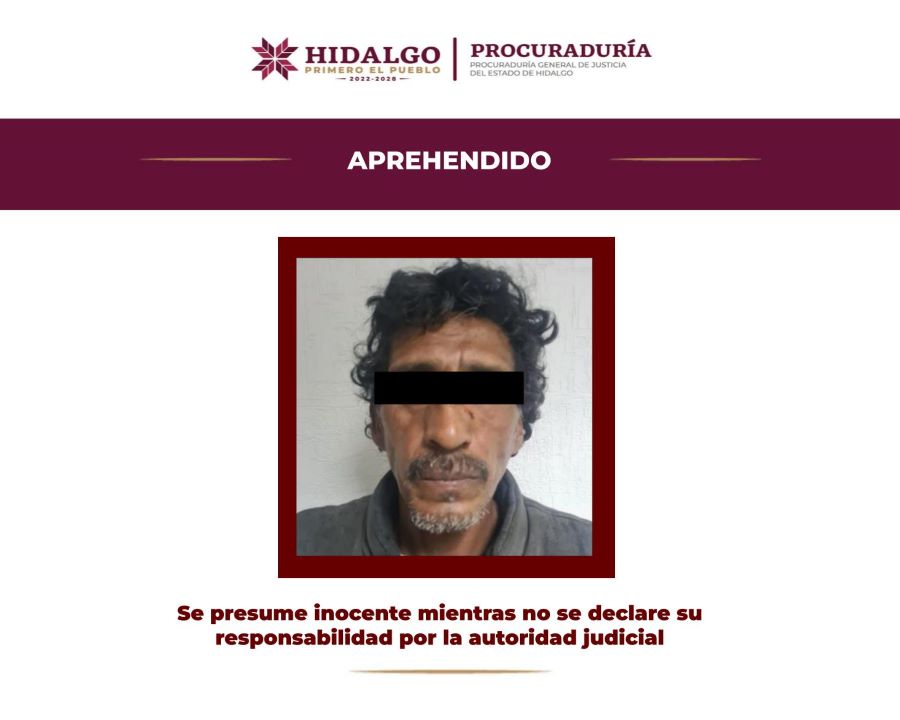 Captura PGJEH a Probable Responsable de Homicidio Doloso, Ultimo a la Victima a Puñaladas en Mineral de la Reforma