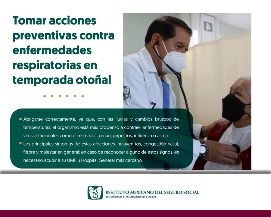 Sugiere IMSS Hidalgo Acciones Preventivas Contra Enfermedades Respiratorias en Temporada Otoñal