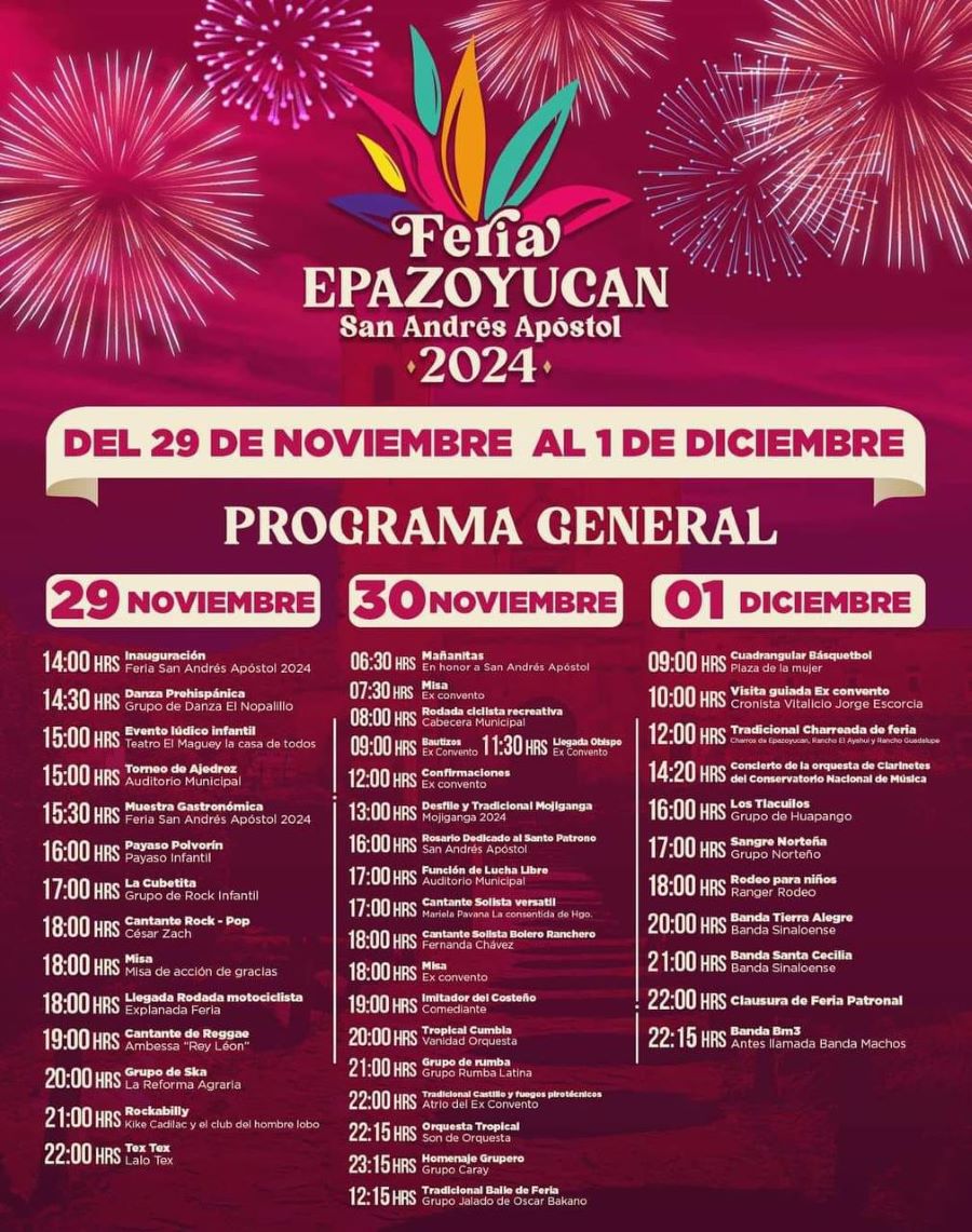 Epazoyucan Celebrará Su Feria Anual en Honor a San Andrés Apóstol