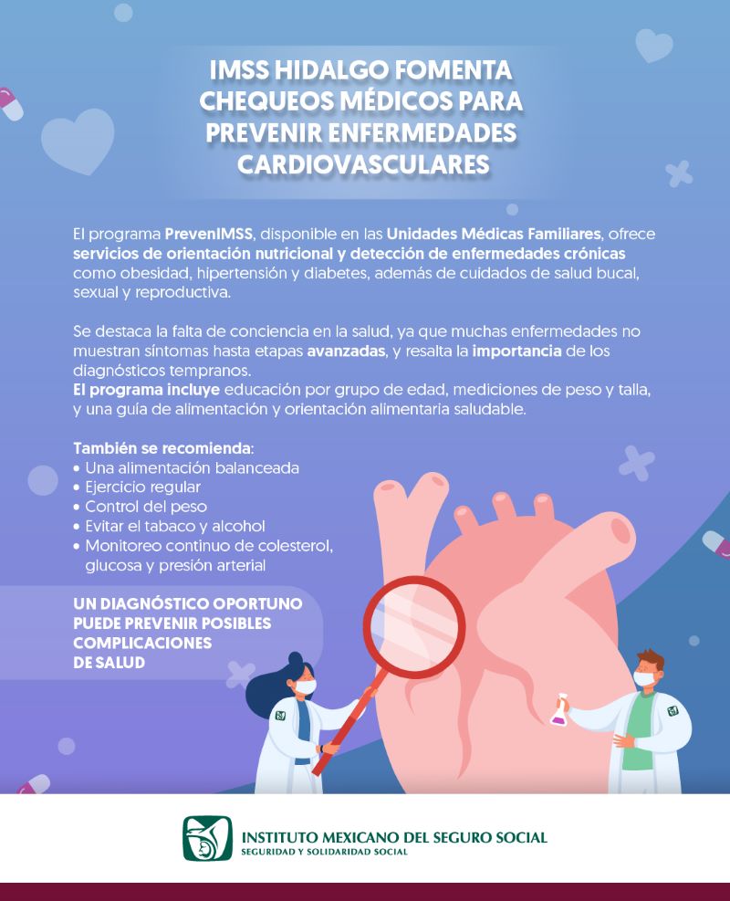 Invita IMSS Hidalgo a Hombres a Realizarse Chequeos Médicos Para Evitar Enfermedades Cardiovasculares