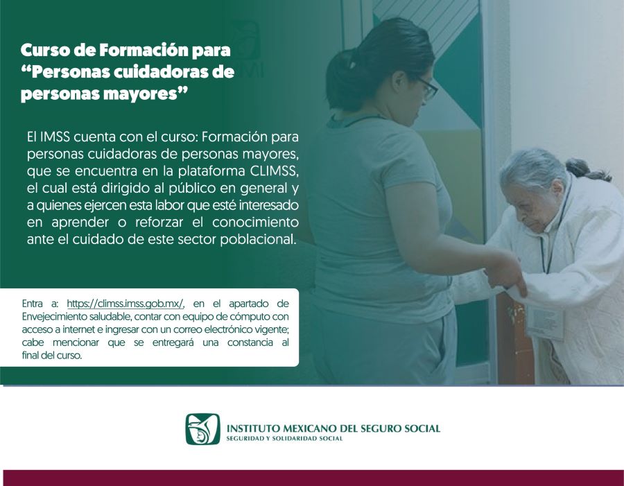 Invita IMSS Hidalgo a Participar en Curso de Formación Para Personas Cuidadoras de Personas Mayores