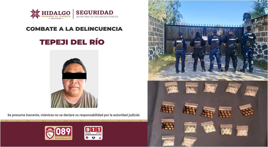 Policía Estatal Realizó Operativo en Tepeji, Asegura a un Sujeto con Marihuana y Droga Cristal