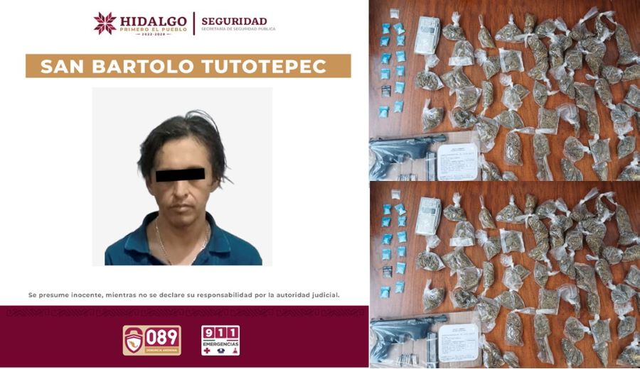 SSPH Detiene a Sujeto Con Presunta Droga en San Bartolo Tutotepec