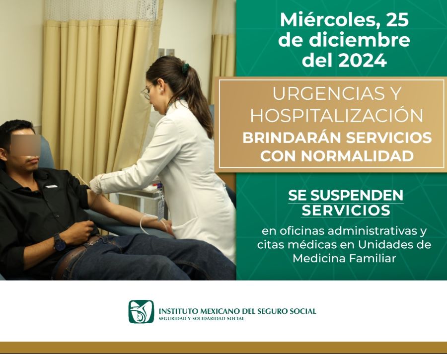 Brinda IMSS Hidalgo servicio de Urgencias y Atención Médica Continua durante el 25 de diciembre