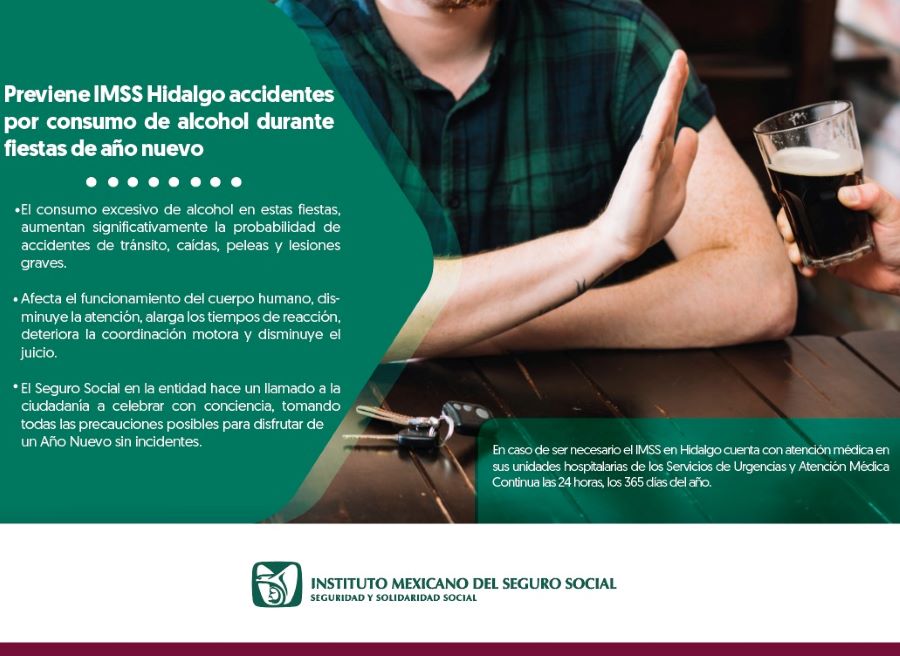 Previene IMSS Hidalgo Accidentes Por Consumo de Alcohol Durante Fiestas de Año Nuevo
