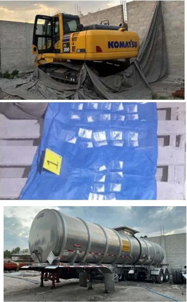 AIC de la PGJEH Aseguró Retroexcavadora, Vehículos y Droga en un Cateo en la Colonia el Llano de Tula de Allende.