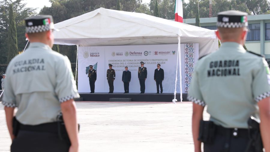 Atestigua Julio Menchaca Toma de Protesta del Nuevo Coordinador de la Guardia Nacional en Hidalgo