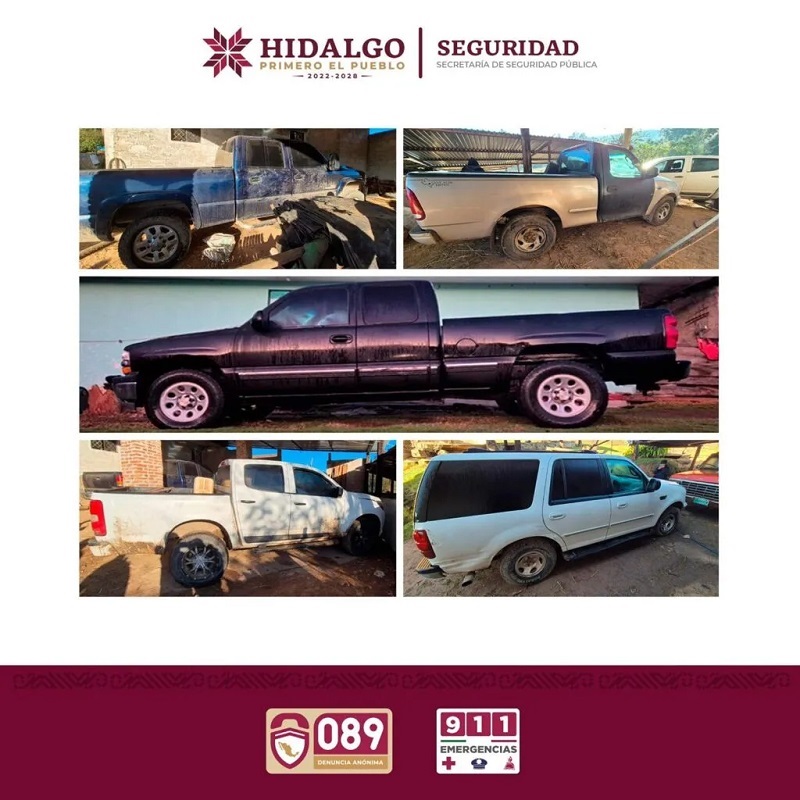 En Operativos SSPH, Guardia Nacional y SEDENA, Aseguraron 2 Mil 100 Litros de Hidrocarburo, Droga y 5 Vehículos