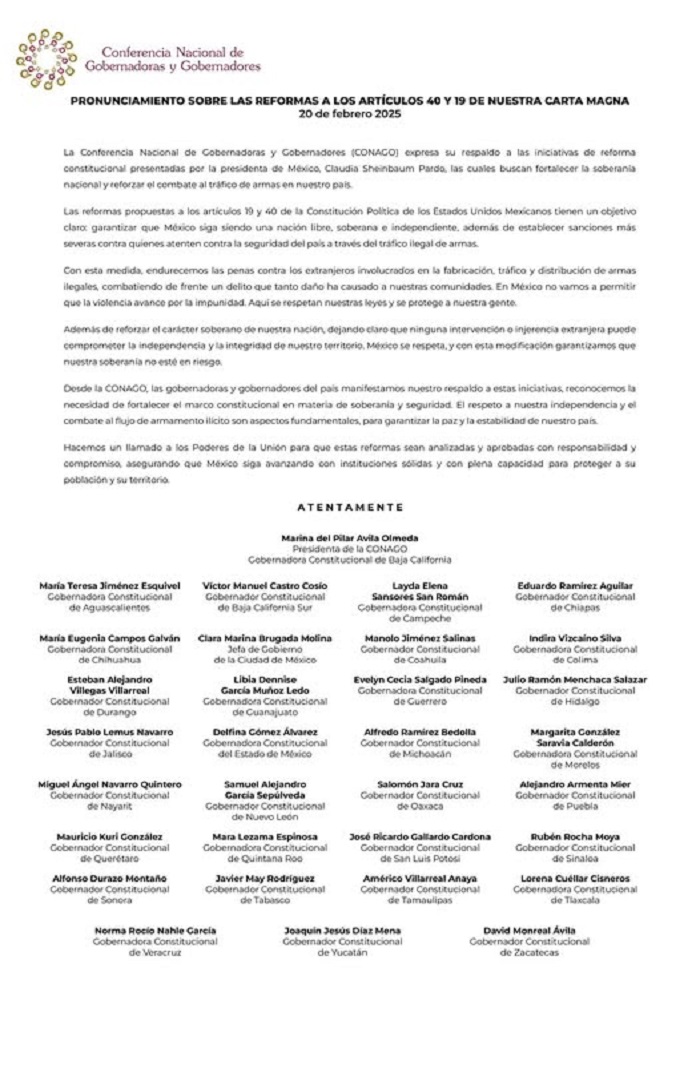 Julio Menchaca respalda reformas para fortalecer soberanía y combatir tráfico de armas