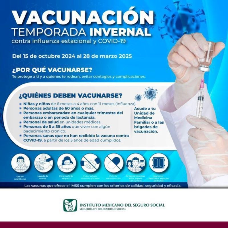 Vacuna IMSS Hidalgo contra COVID-19 en temporada invernal