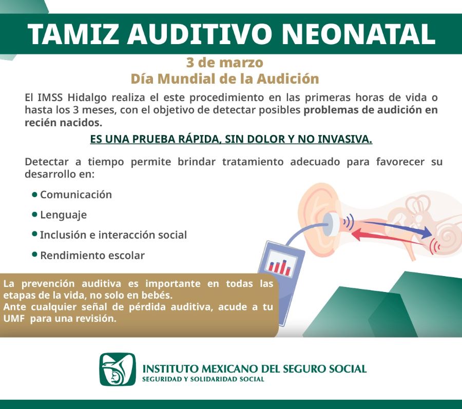 Realiza IMSS Hidalgo Tamiz Auditivo Neonatal para detectar problemas de sordera