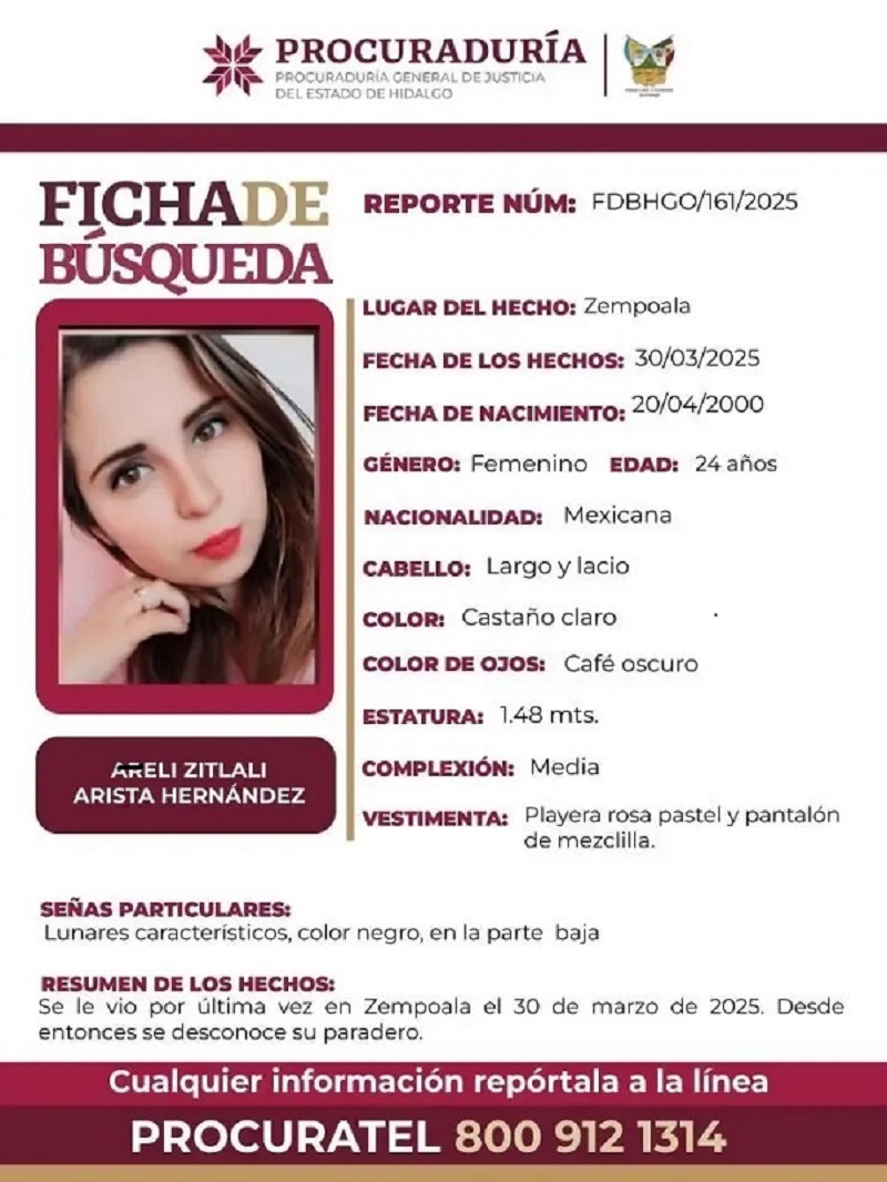 Ejecutivo Estatal Actúa Desde el Primer Minuto de la Desaparición de la Joven A.Z.A.H.