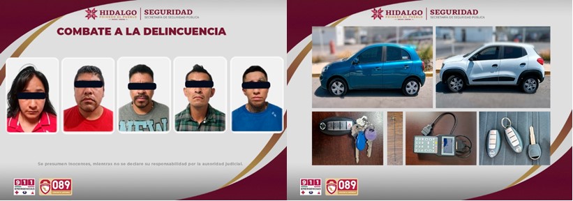 SSPH Captura a “Los Peñafiel” Banda Dedicada al Robo de Vehículos en Hidalgo y Estado de México