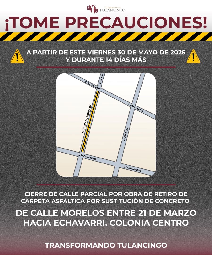 Este Viernes Inicia Intervención a Un Tramo de Calle Morelos