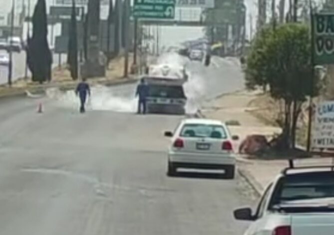 Pipa Provoco Movilización Policial en la Colonia Rojo Gómez, en Tulancingo por Enorme Fuga de Gas