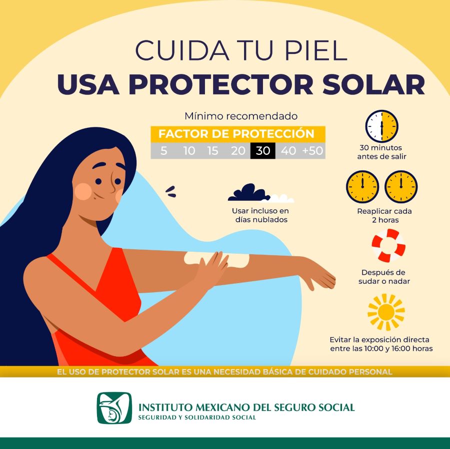 Promueve IMSS Hidalgo Uso de Protector Solar Para Prevenir Daños Por Exposición a Rayos UV
