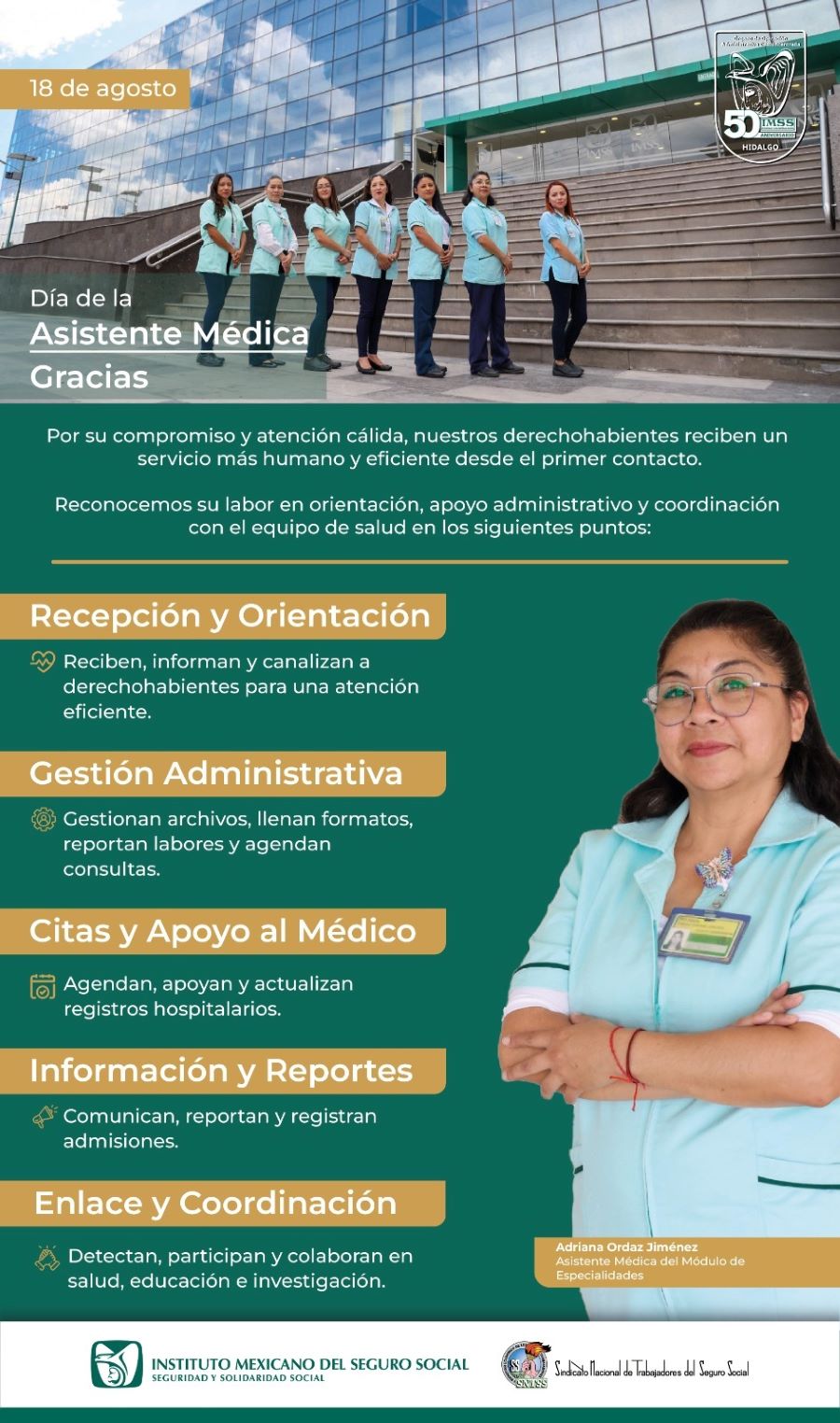Reconoce IMSS Hidalgo la Labor de Las Asistentes Médicas